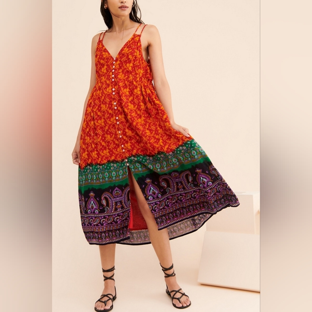 NWOT URBAN OUTFITTERS Multi Border Prt Maxi Dress